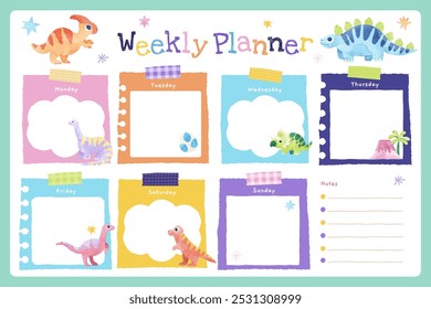 Cute Dinosaurs Weekly Planner Template