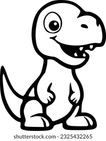 Cute dinosaurus black outlines vector illustration