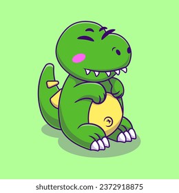 Cute Dinosaurus Sitting Cartoon Vector Icons Illustration. Flat Cartoon Concept. Suitable for any creative project.