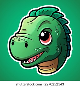 Cute dinossaur face logo design in cartoon style wild animal