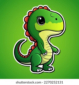 Cute dinossaur rex cartoon illustration in sticker design wild animal