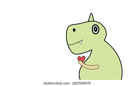 cute dinosuar holding red heart  vector eps.10