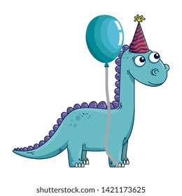 cute diplodocus with balloon helium