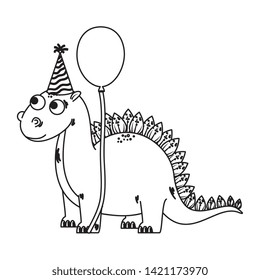 cute diplodocus with balloon helium