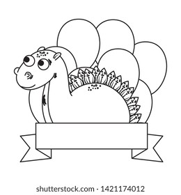 cute diplodocus with balloons helium frame