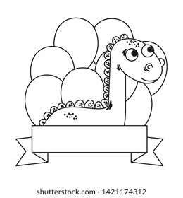 cute diplodocus with balloons helium frame