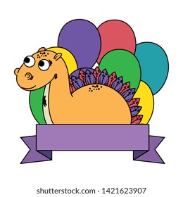 cute diplodocus with balloons helium frame