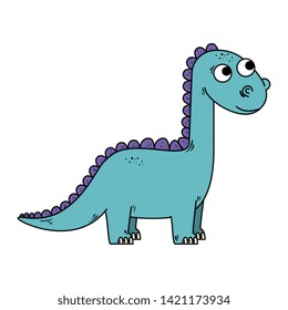 Cute Diplodocus Comic Character Icon Stock Vector (royalty Free 