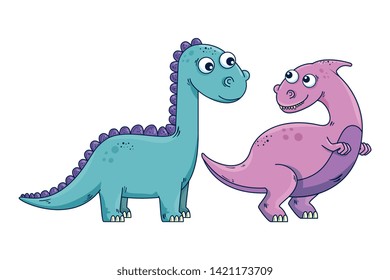 cute diplodocus couple comic characters