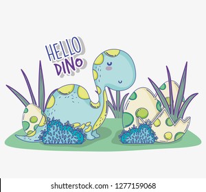 cute diplodocus with dino eggs wildlife