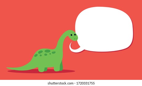 Cute diplodocus dinosaur with speech bubble to place your copy