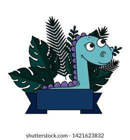 cute diplodocus with exotic leafs frame