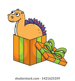 cute diplodocus in giftbox present