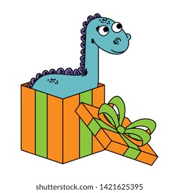 cute diplodocus in giftbox present