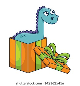cute diplodocus in giftbox present