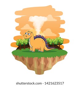 cute diplodocus in the landscape