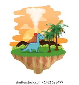 cute diplodocus in the landscape scene