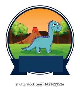 cute diplodocus in the landscape scene