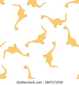 Cute diplodocus on a white background. Beautiful predators in a flat style. Cartoon animals reptiles for web pages.
Stock vector illustration for decor, design, textile baby,
wallpaper, wrapping paper