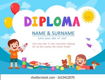 cute diploma certificate template for school student