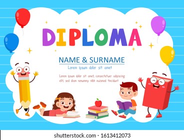 cute diploma certificate template for school student