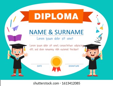 cute diploma certificate template for school student