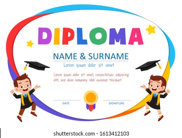 Cute Diploma Certificate Template For School Student