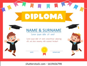 cute diploma certificate template for school student