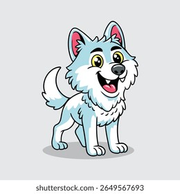 Cute Dire lobo animal extinto personagem mascote em ilustração de desenhos animados vetoriais