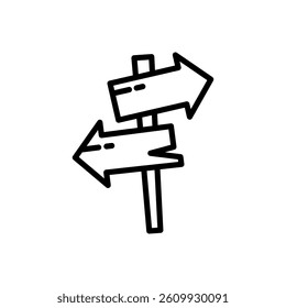 cute direction sign icon design with black and white flat style