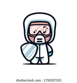 Cute disinfectant man mascot icon illustration