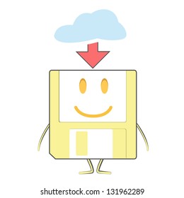 Cute diskette on isolated background.