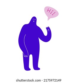 Cute disproportionate cartoon persons vector illustration. Adult humans or creatures with strange figures, long arms and small head