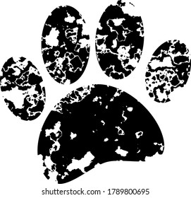 Cute Distressed Dog Paw Print In Black