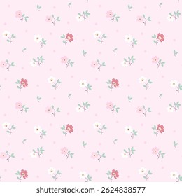 Cute ditsy feminine floral print vector. Small floral seamless pattern background. Repeat pattern. flower print. Liberty style. Tiny surface design. Ditsy floral for fashion, texture, fabric, wrapping