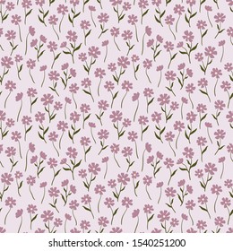 Cute ditsy floral seamless pattern, hand drawn lovely flowers, great for textiles, wrapping, banners, wallpapers - vector surface design