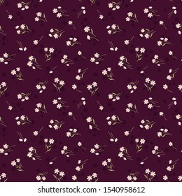 Cute ditsy floral seamless pattern, hand drawn lovely flowers, great for textiles, wrapping, banners, wallpapers - vector surface design