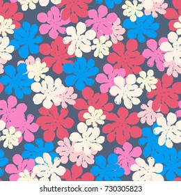 Cute Ditsy Flowers Seamless Pattern , Pop Art Print 