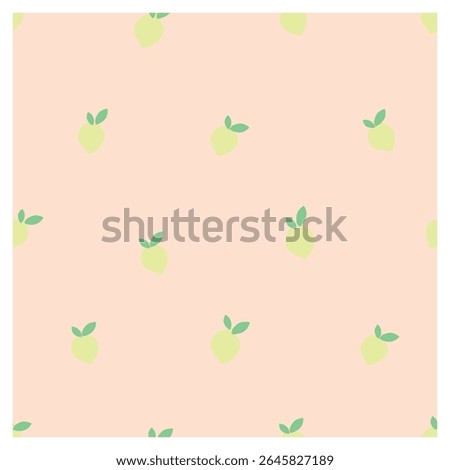 Cute Ditsy Lemon Seamless Pattern, Minimalist Pastel Citrus Fruit Vector Background for Fabric