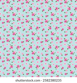 Cute Ditsy Roses Seamless Pattern