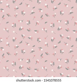 Cute ditsy seamless pattern - hand drawn floral background, great for textiles, wrapping, wallpaper, banners - vector surface design