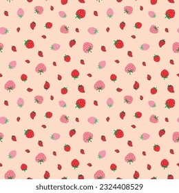 Cute ditsy strawberries seamless pattern vector design