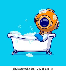 Cute Diver Bathing In Bathtub Cartoon Vector Icon Illustration.
Science Healthy Icon Concept Isolated Premium Vector. Flat
Cartoon Style