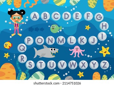 Cute-Diver und englisches Alphabet