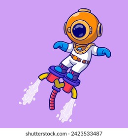 Cute Diver Flying With Water Jet Cartoon Vector Icon
Illustration. Science Technology Icon Concept Isolated
Premium Vector. Flat Cartoon Style