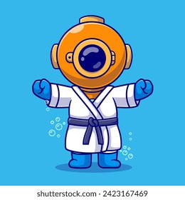 Cute Diver Karate Cartoon Vector Icon Illustration. Science
Sport Icon Concept Isolated Premium Vector. Flat Cartoon
Style
