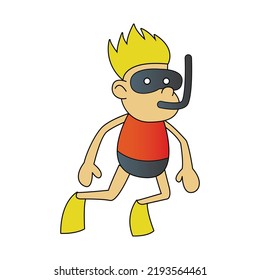 cute of diver on cartoon version,vector illustration