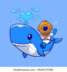 Cute Diver Riding Whale Cartoon Vector Icon Illustration.
Science Animal Icon Concept Isolated Premium Vector. Flat
Cartoon Style