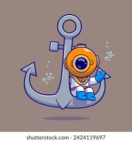 Cute Diver Sitting On Anchor Cartoon Vector Icon Illustration.
Science Nature Icon Concept Isolated Premium Vector. Flat
Cartoon Style
