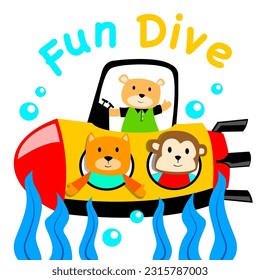 cute diving animal, suitable for making flyers, book covers and children's clothes